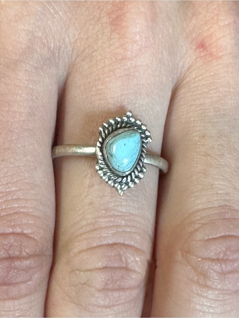 Golden Hills Turquoise Sterling Silver Teardrop Ring - Size 8